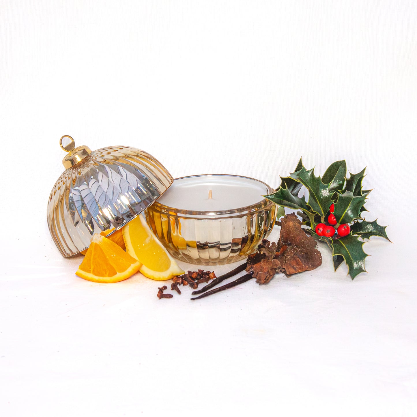 The Celestial Muse Gold Christmas Bauble Candle