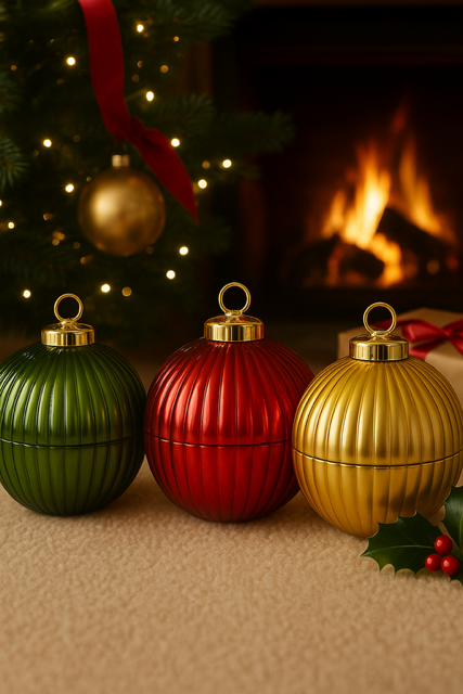 The Whispering Woods Green Christmas Bauble Candle