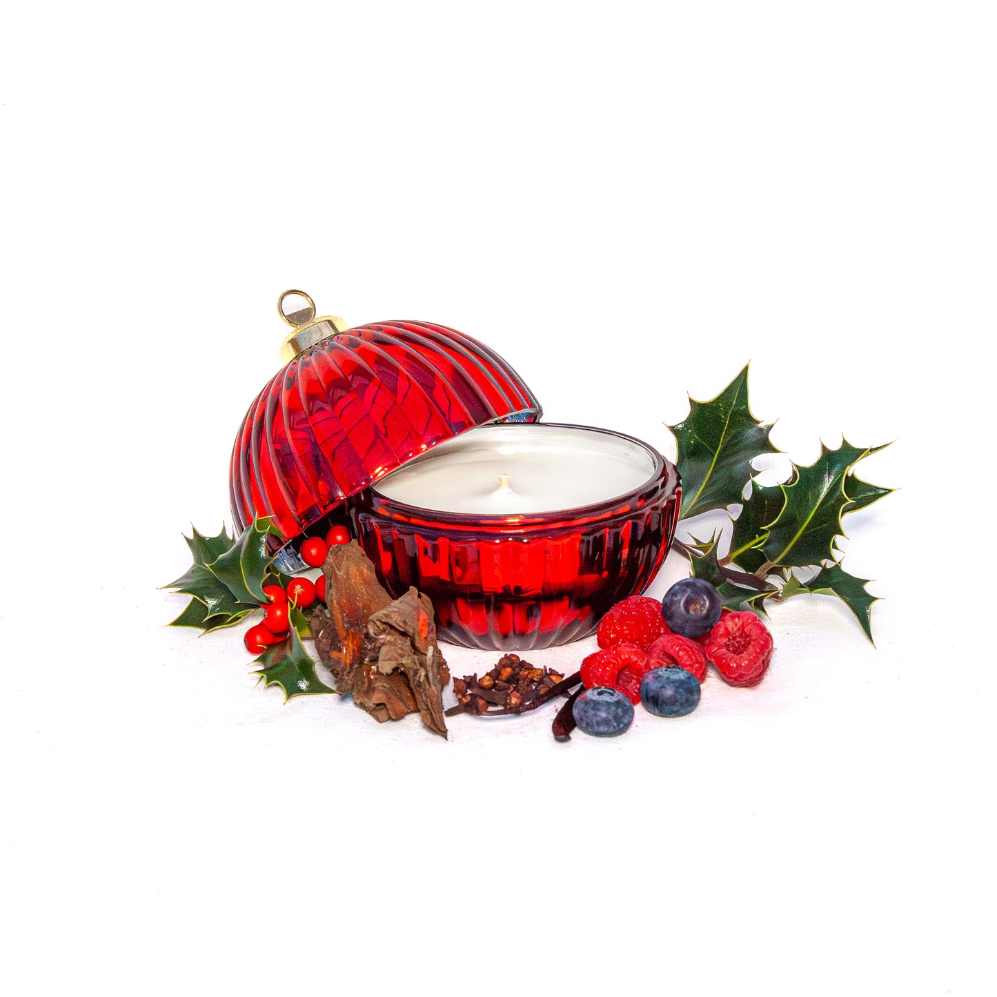 The Winter Plum Red Christmas Bauble Candle