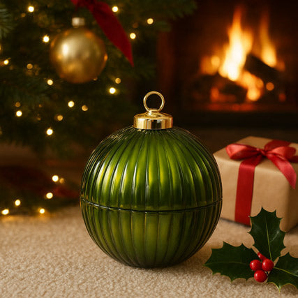 The Whispering Woods Green Christmas Bauble Candle
